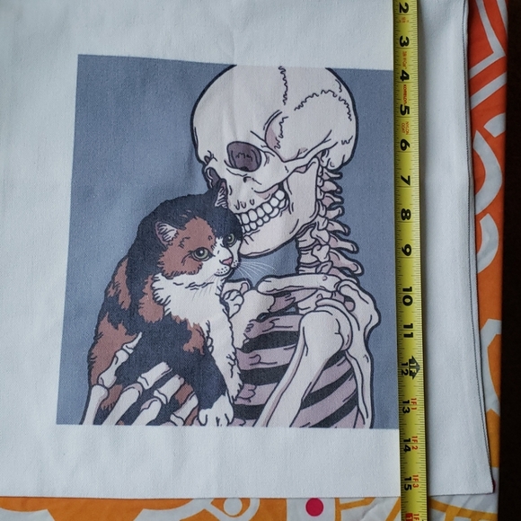 🙀 LAST ONE! Canvas cat and skeleton tote - Picture 7 of 9
